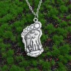 Silver Bigfoot Necklace with Alien Buddy Pendant