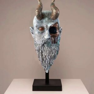 Nordic Wisdom Head Sculpture – Mysterious Resin Desk Relic